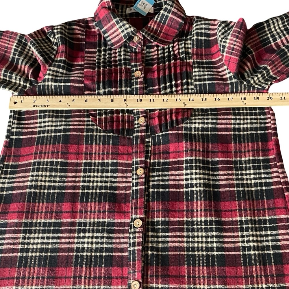 Kids Plaid Button-Up Shirt - Red and Black - Picture 4 of 5